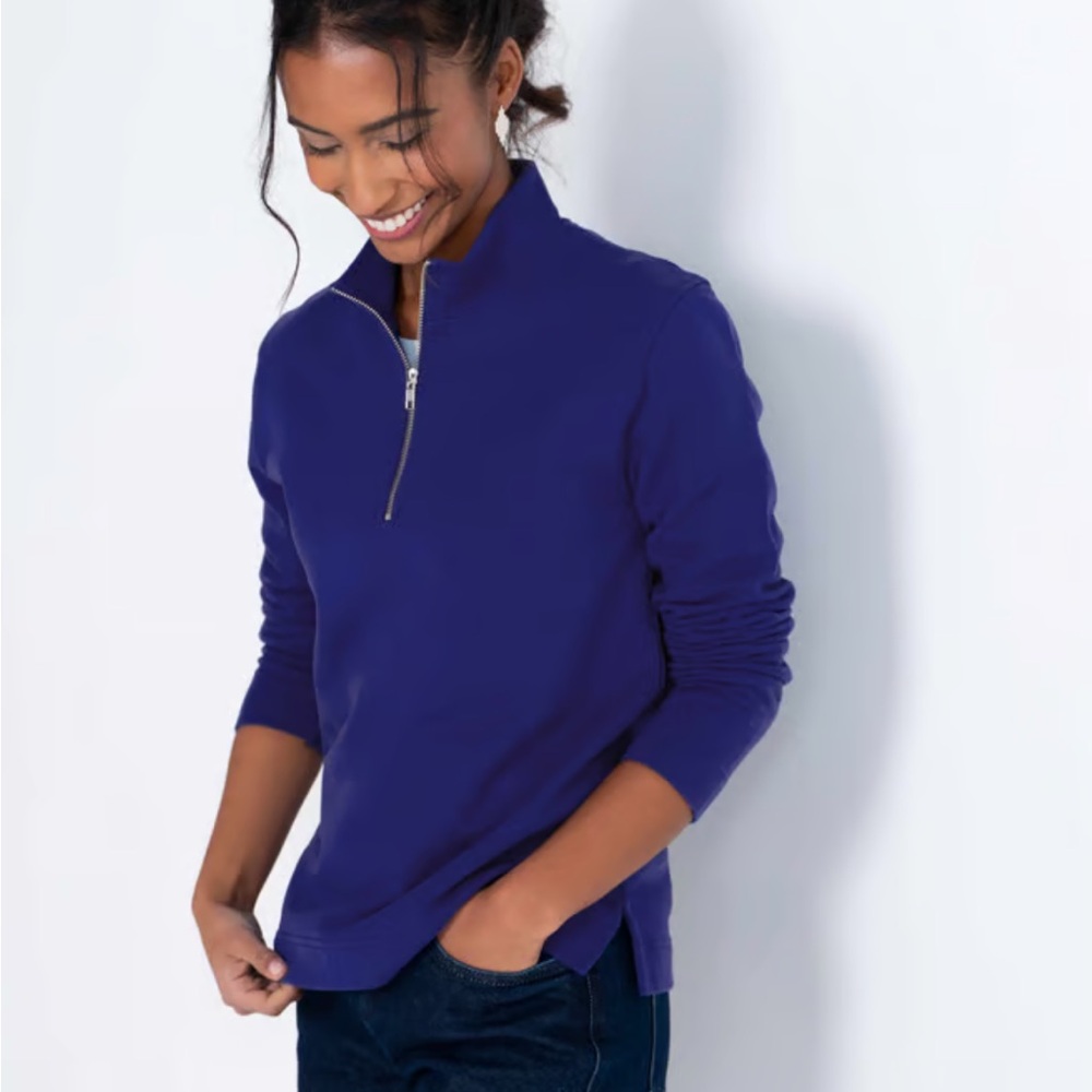 Kettlewell‎ 100% Cotton Robyn 1/4 Classic Zip Sweater in Deep Blue